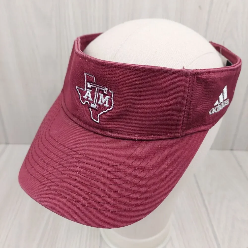 Adidas Texas A&M Aggies Visor Mens Maroon Cap Adjustable State Logo SEC Football